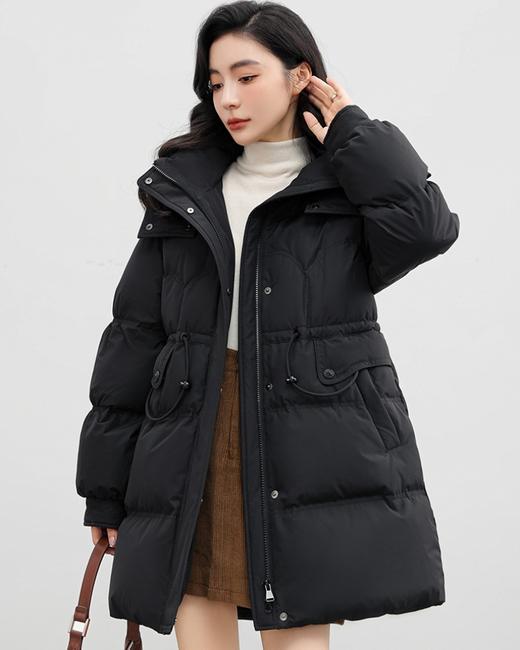 爆款连帽韩版时尚收腰中长款白鸭绒羽绒服女 HY-27 商品图6