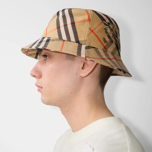BURBERRY 巴宝莉 男女同款马术骑士徽标刺绣格纹渔夫帽 格子 8100740 B9368 商品图6