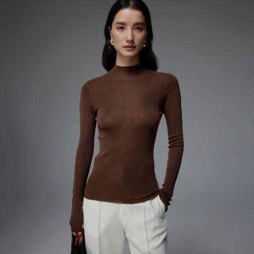 WW 24-15可机洗美丽诺细羊毛半高领薄款羊毛衫 商品图0