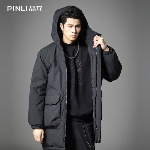 PINLI品立2025冬季新款工装大口袋长款棉衣男士宽松连帽棉服外套GD253105168 商品图0