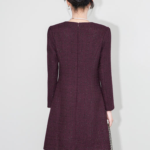 「高货wl」全新升级【铂金会员358/天猫479/差价121】(03322)洛诗琳轻奢名媛小香风连衣裙2025秋冬重工亮丝粗花呢A字裙 商品图2