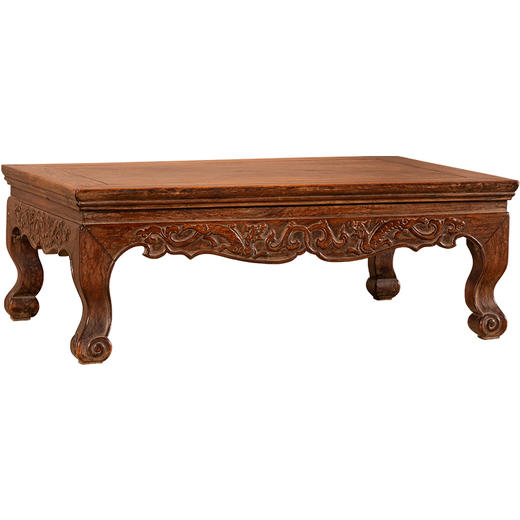 清早期	黄花梨束腰三弯腿螭龙纹炕桌 商品图5