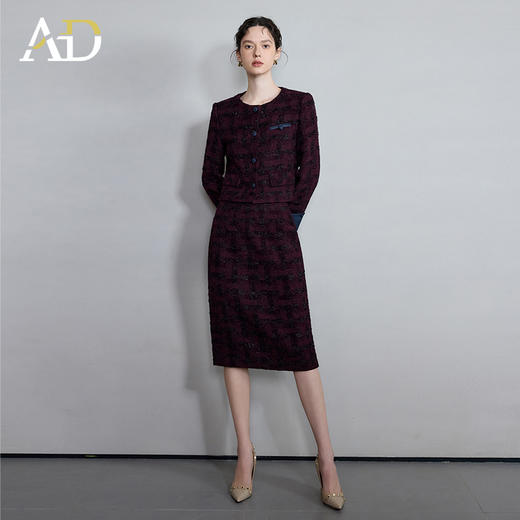 AD韩系高级感穿搭套装小个子时尚洋气两件套圆领外套新款职业套裙 商品图3