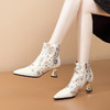 【预售5天】复古旗袍靴子新中式刺绣短靴，尖头高跟绣花短筒靴喜妈妈婚宴鞋ALS&2349 商品缩略图4