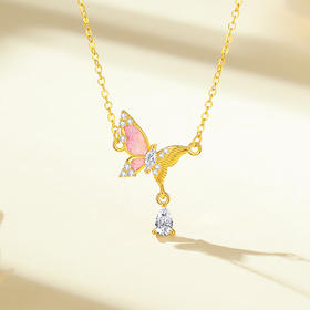 Winy S925银金翅粉梦项链送女朋友/老婆/闺蜜生日节日礼物