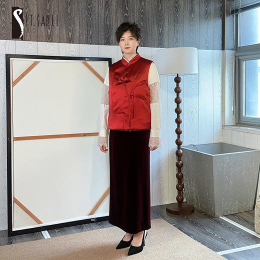 ST.SANLI【成衣系列】新中式亲子手工钉花系列薄棉马甲GA325R06 商品图0