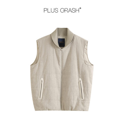 PLUS CRASH2025秋冬肌理感羊毛混纺青果领老钱风男女夹棉保暖马甲 商品图3