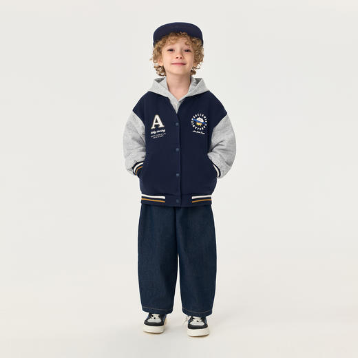 [加绒保暖]马克珍妮男童直筒牛仔裤宝宝裤子2025年冬装新款552060 商品图1