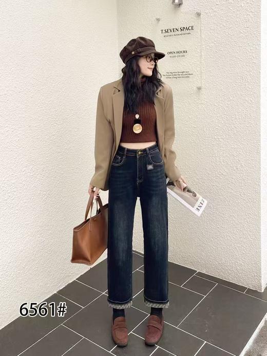 【牛仔裤】6561弹力水泥灰休闲小个子窄版小直筒裤-喜出 商品图2