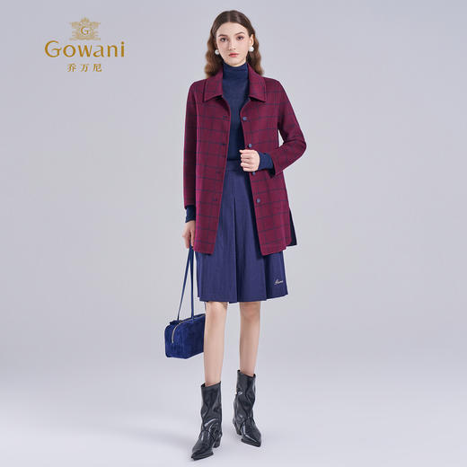 乔万尼新品绵羊毛大衣简约格纹设计感EI4A583 商品图3