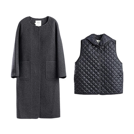 绽放626朵/绵羊毛骆驼绒直身连帽双层长款毛呢外套女冬新款呢大衣 商品图4