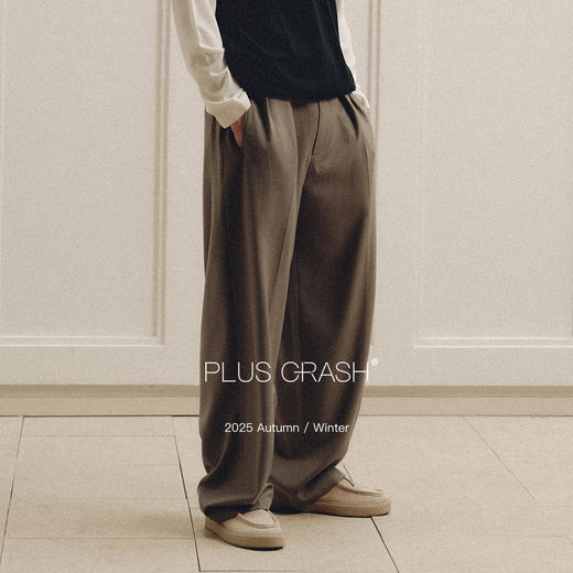 PLUS CRASH打褶好剪裁老钱风宽松百搭简约慵懒风男女休闲裤西装裤 商品图0