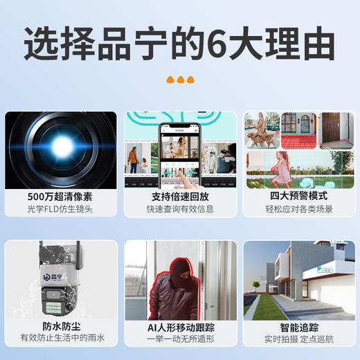 品宁摄像头蜂眼15号wifi款360度旋转全景室外超清远程家用连手机远程监控器 商品图1