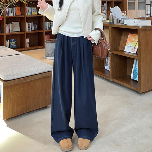 好穿的天丝牛仔裤！加绒款莱赛尔天丝加绒阔腿牛仔裤 商品图3