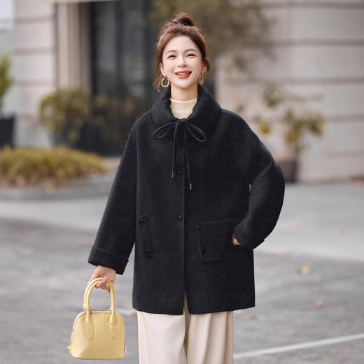 时尚超好看中长双面呢羊毛大衣，韩版休闲气质小个子毛呢外套HR-MDN6805 商品图3