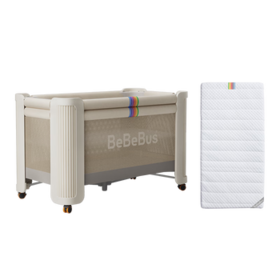bebebus婴儿床拼接大床筑梦家新生儿床便携移动折叠宝宝床 香槟金+床垫