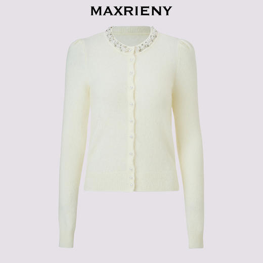 MAXRIENY精致优雅织带针织外套24冬款修身显瘦长袖上衣女小衫内搭(货号:MS85JA779) 商品图4