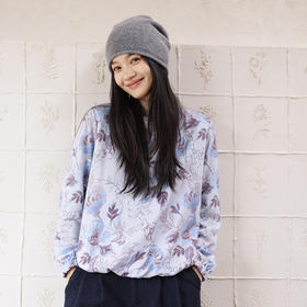 绽放741朵/纯棉毛圈布印花圆领正常肩长袖双层卫衣2025冬新款上衣