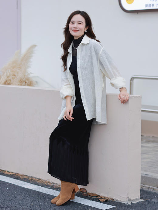 一姐私服 一衣穿四季 独特肌理澳洲羊毛衬衫 商品图2