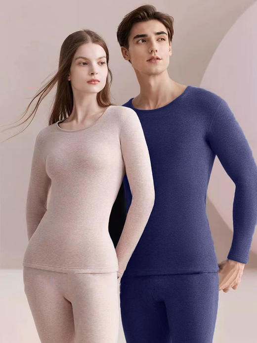 老爷车-男女款锁温羊毛+桑蚕丝保暖内衣套装 高弹零压力/温暖无负重/活动更自如 重点部位升温贴片更暖心 商品图0