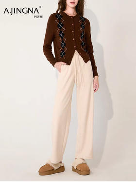 【抽绳高腰】阿菁娜秋季新款显瘦糯米裤垂感直筒抽绳高腰设计百搭F30D210026