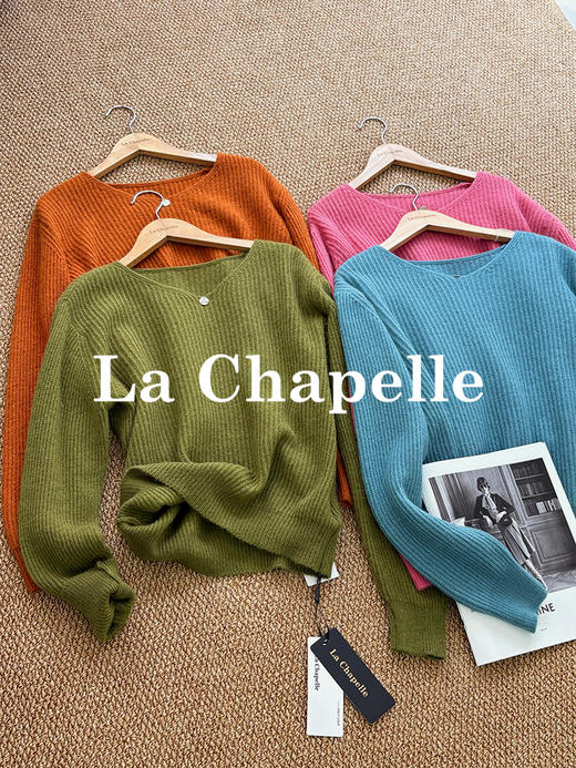 专柜实拍【兔毛+山羊绒+绵羊毛】拉夏贝尔/La Chapelle高品质混纺~超软糯超亲肤！氛围感V领针织毛衣 商品图1