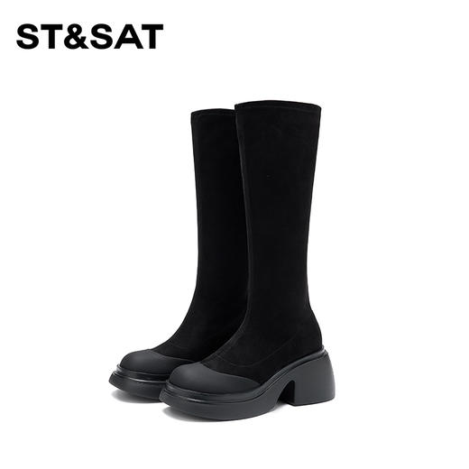 星期六质感绒面时髦百搭增高瘦瘦靴SS341170SG 商品图9
