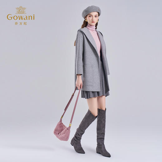 乔万尼秋冬新款羊毛大衣简约连帽双面呢外套EF4A249 商品图3