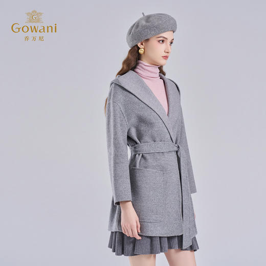 乔万尼秋冬新款羊毛大衣简约连帽双面呢外套EF4A249 商品图1
