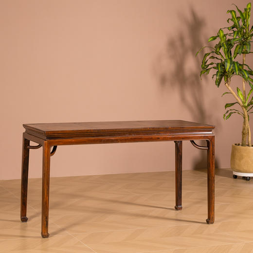 清	红木三镶瘿木束腰马蹄腿霸王枨画桌 商品图0