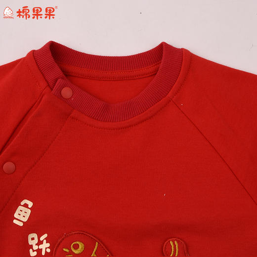 棉果果冬季新品莫代尔牛奶纤维59-80码柔软顺滑新年喜庆红色爬衣偏襟连体衣M501720425654 商品图2