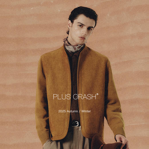 PLUS CRASH2025冬季短款修身时尚百搭老钱风针织拼接立领夹克外套 商品图0