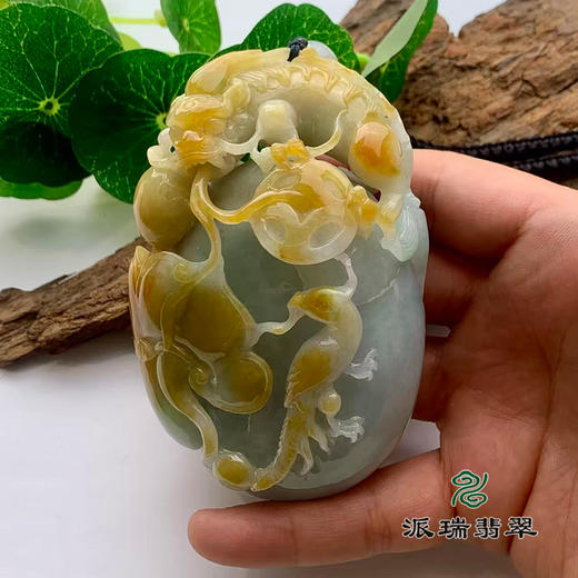 派瑞翡翠 翡翠手把件 糯种 黄翡 商品图2