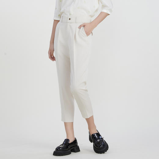 谜底纯色休闲裤女2023春新款简约百搭宽松萝卜裤九分裤231MK0087 商品图1