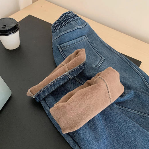 下单3-7天发货！K.HIP 热力蓝加绒香蕉裤 莱赛尔天丝面料，垂感好亲肤透气，香蕉裤版型显瘦显腿长 商品图3