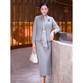 YBY 905H15时尚毛呢套装裙气质通勤西装外套连衣裙两件套