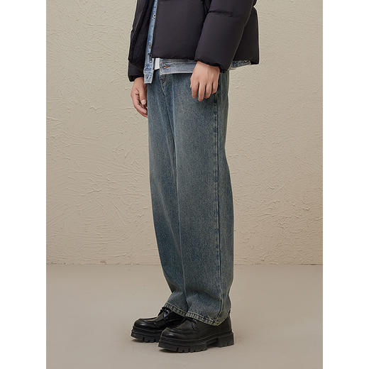 GXG男装双色直筒水洗宽松牛仔裤2024夏季热卖多色牛仔裤#G24D052032 商品图3