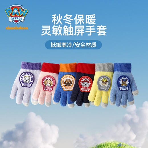 汪汪队儿童手套冬季男童秋冬保暖男孩毛线宝宝五指手套女童玩雪 商品图0
