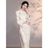 2025新款高端旗袍加绒加厚米白色LSB4162 商品缩略图1