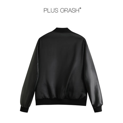PLUS CRASH2025冬季老钱风拼接Pu飞行服棒球羽绒服保暖夹克外套 商品图4