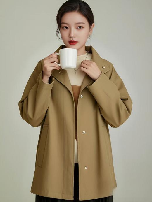 双十一特卖！！粉第简约中长风衣外套-喜出 商品图0