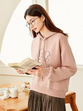 【卫衣系列】95%棉-刺绣工艺连帽可爱猫宽松卫衣-喜出