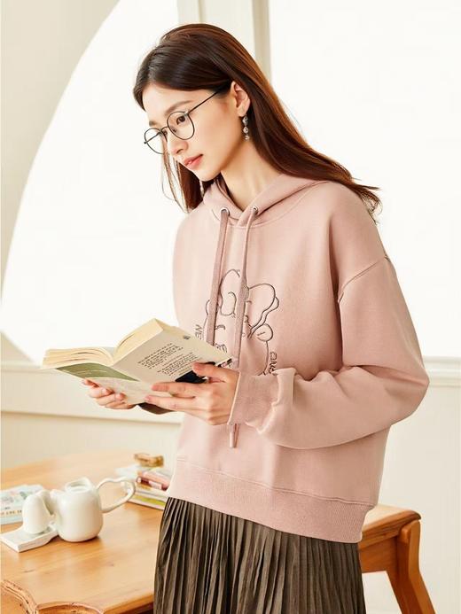 【卫衣系列】95%棉-刺绣工艺连帽可爱猫宽松卫衣-喜出 商品图0