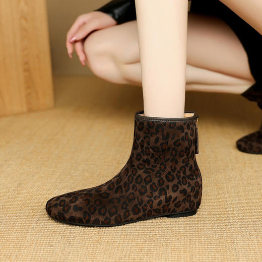 【预售5天】头层豹纹羊翻皮切尔西复古短靴女加绒马丁靴女NJMK&K1792 商品图2