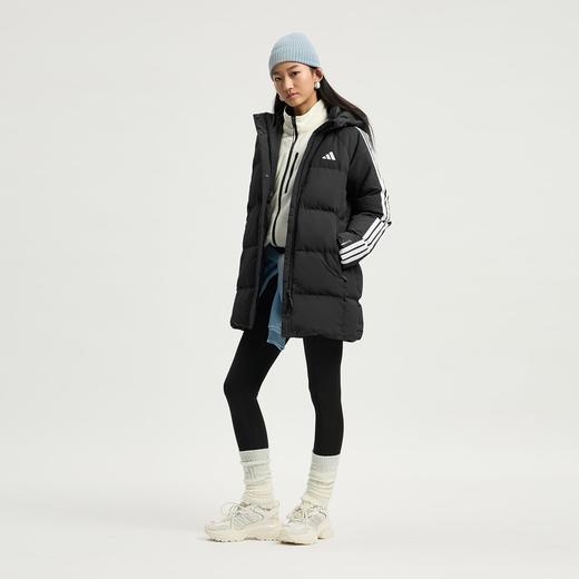 Adidas阿迪达斯MID LENGTH DOWN JACKET 女子中长款三条纹羽绒服600蓬鸭绒KC2486 商品图2