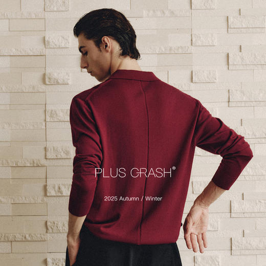 PLUS CRASH2025秋冬新款100%极细美丽诺羊毛一体海鸥领针织羊毛衫 商品图1