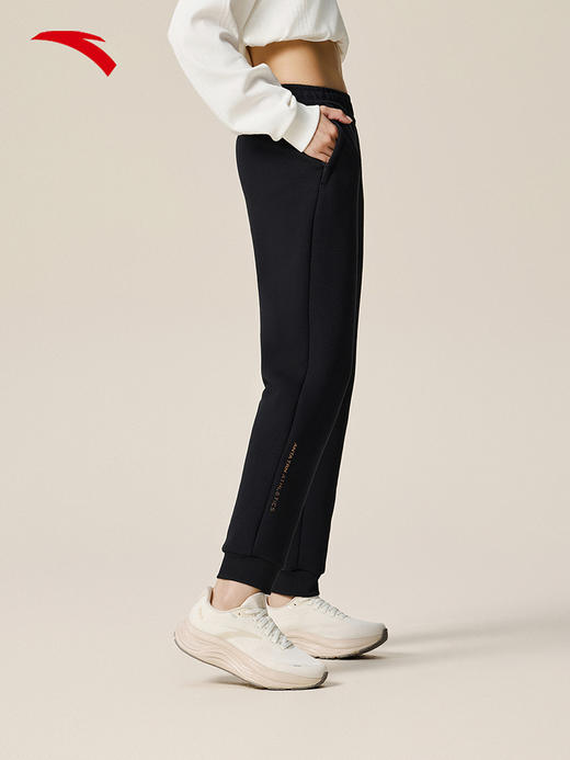 安踏卫裤女士冬季新款黑色针织运动裤简约百搭休闲长裤162537322N-2 商品图0