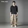 PINLI品立2025秋季新款涂鸦印花嘻哈街头宽松直筒休闲牛仔长裤男GD253116145 商品缩略图1