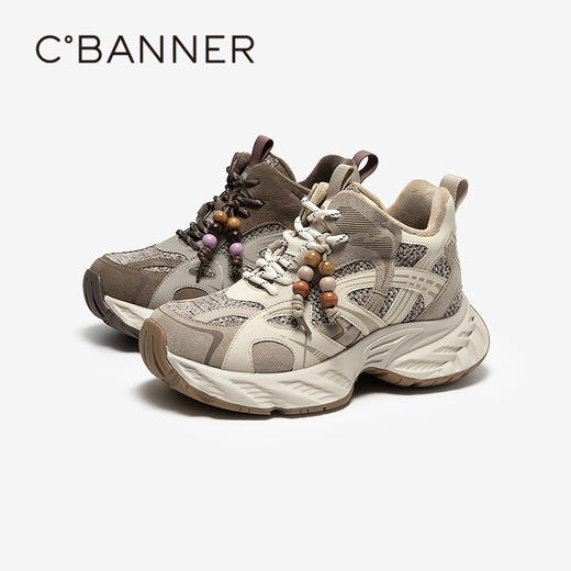 千百度厚底耐磨老爹鞋女增高加绒保暖时尚运动休闲鞋A25650829 商品图0