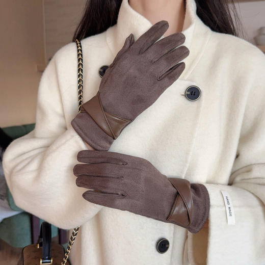 【超值2双装】SOOKIE 麂皮绒保暖手套 亲肤柔软 防风保暖 食指触屏设计 4色可选 商品图2